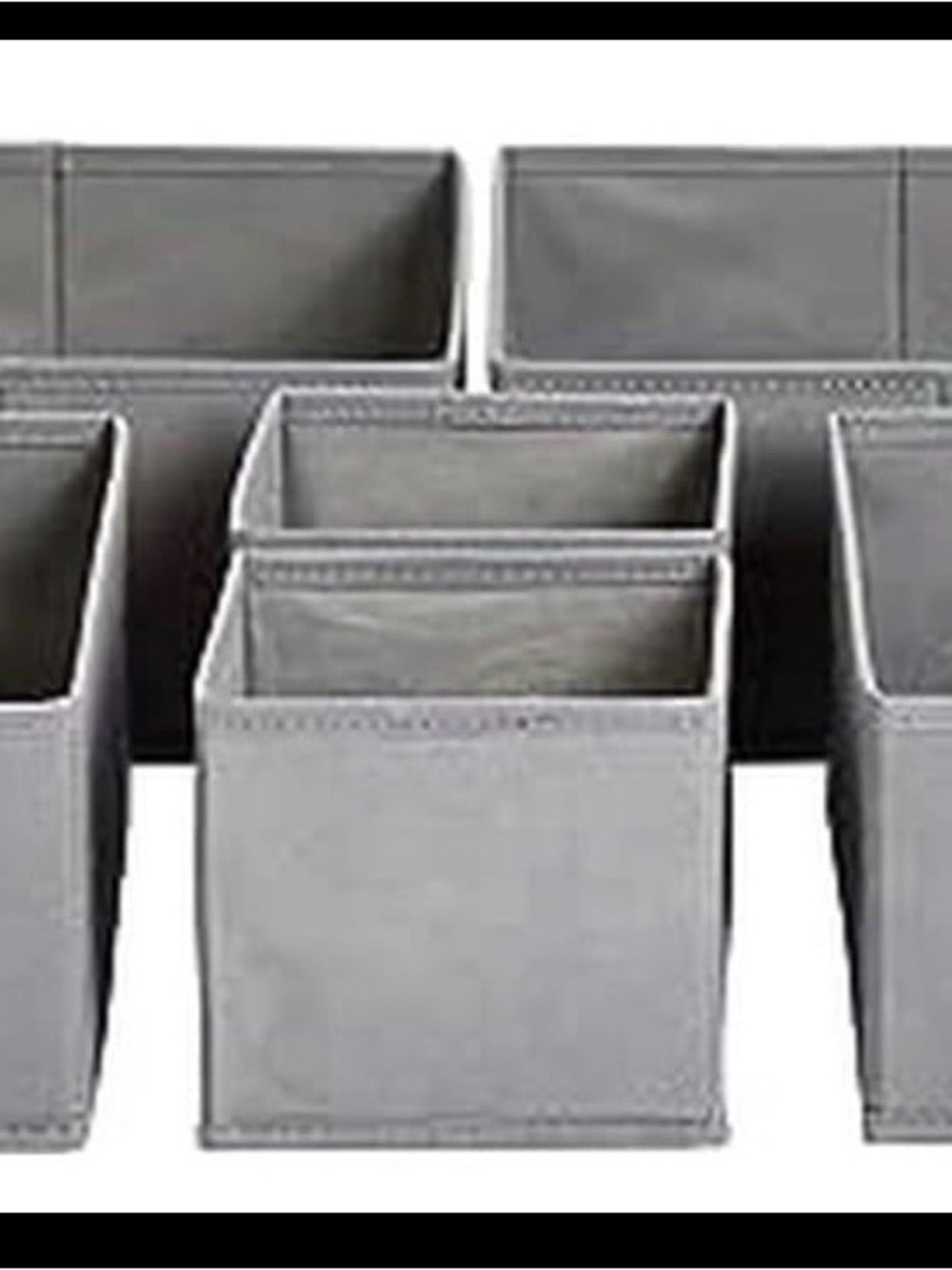 Set of 6 Gray Foldable Fabric Storage Bins